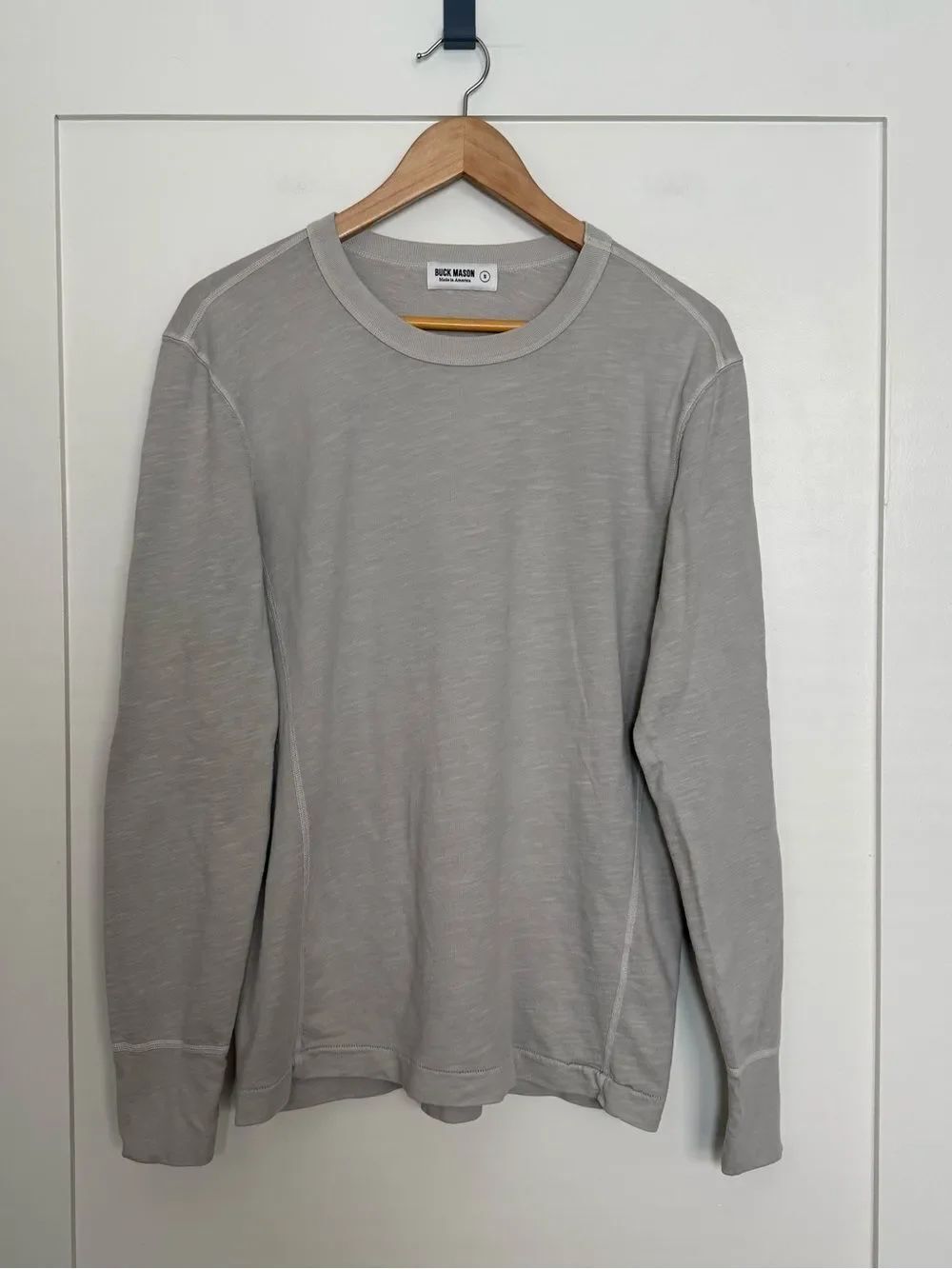 Buck Mason Shirt Mens Sz S Gray Long Sleeve Crewneck Cotton USA BM244